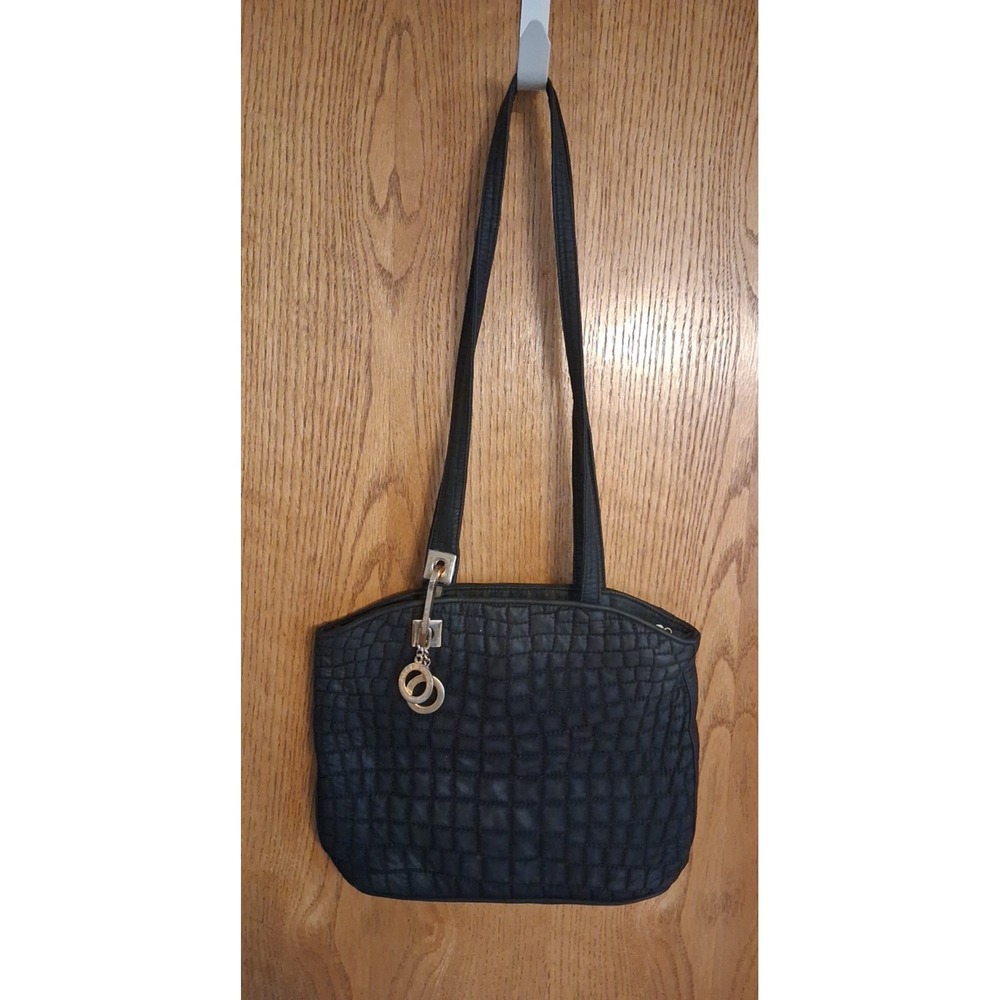 VTG Valentino Orlandi Black Quilt Top Handle Tote Shoulder Bag Satchel